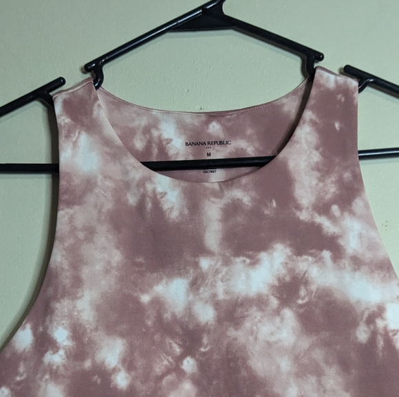 Banana Republic Women's Medium Sports Bra Pink White Tie Dye Bralette Crop Top - Picture 2 of 10
